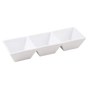11.5 in. L White Three Section Serving Tray