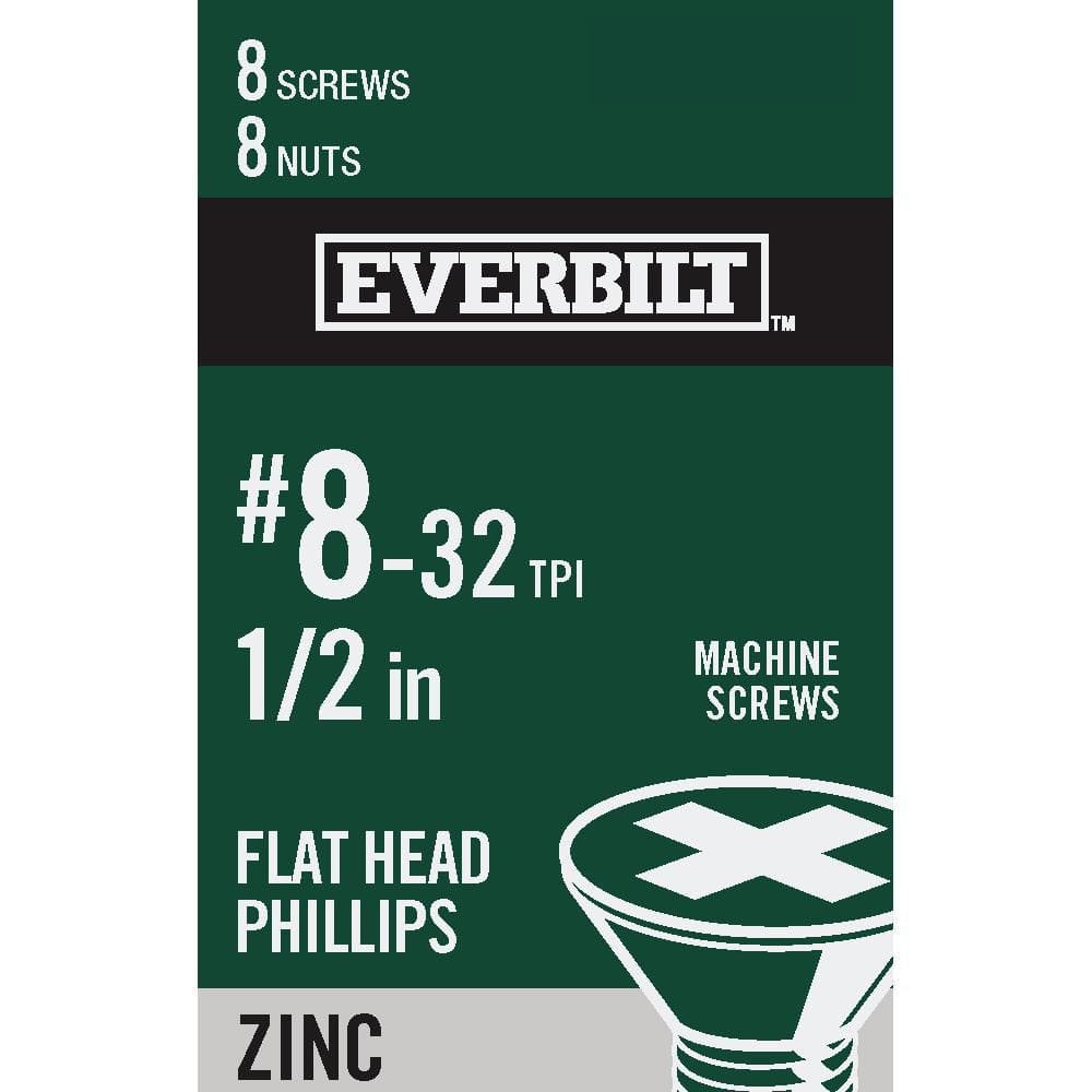 Small Parts 0808RPF Steel Thread Rolling Screw For Metal, Zinc Plated, 82 Degree Flat Head, Phillips Drive, #8-32 Thread Size, 1/2" Length (Pack Of