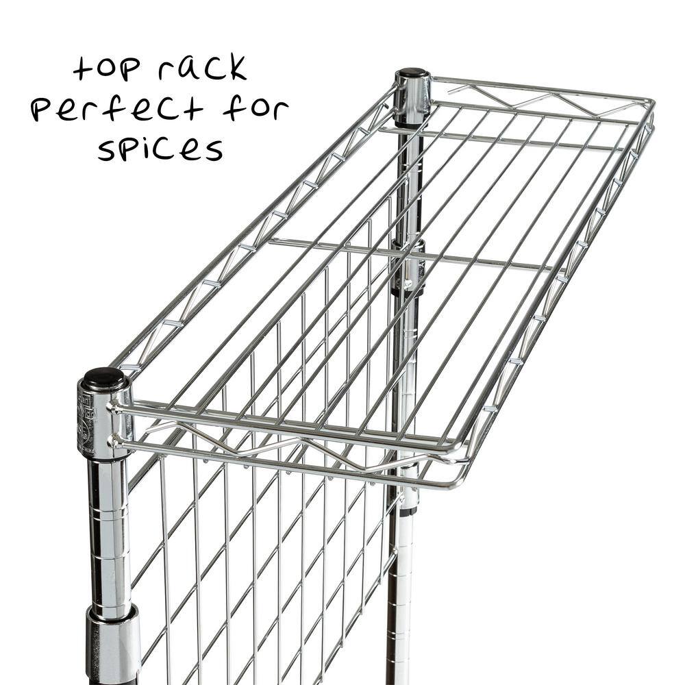 Elegant Silver 4-Shelf Adjustable Baker's Rack with Maple Cutting Board