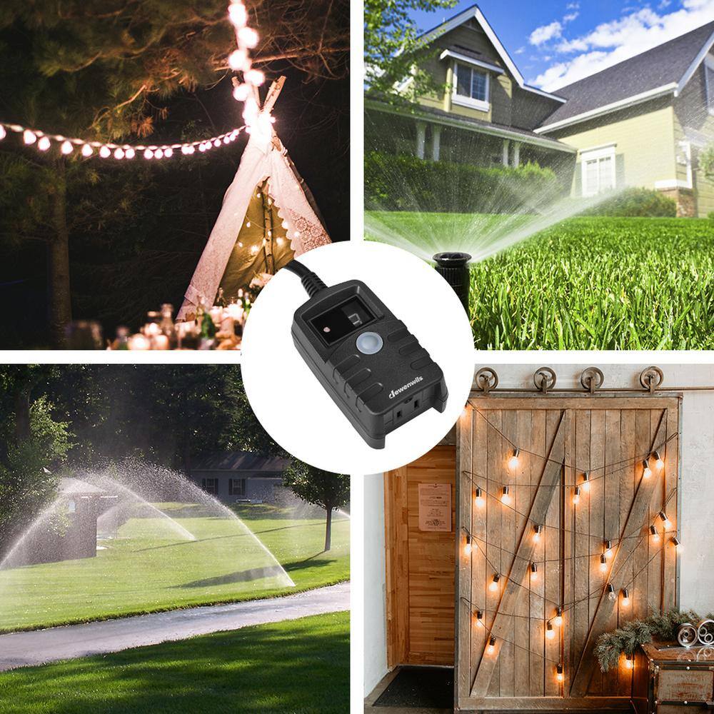 Black Outdoor Waterproof Light Timer with Photocell Sensor