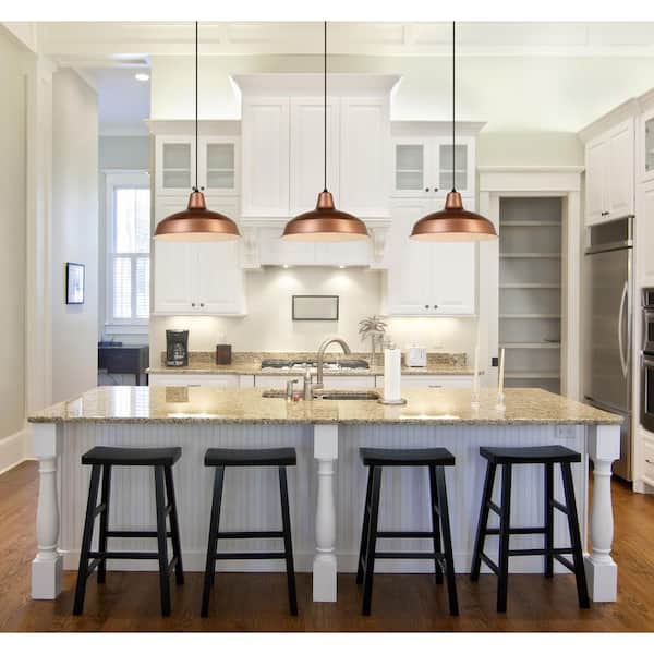 1-Light Vintage Copper Warehouse Pendant with Metal Shade