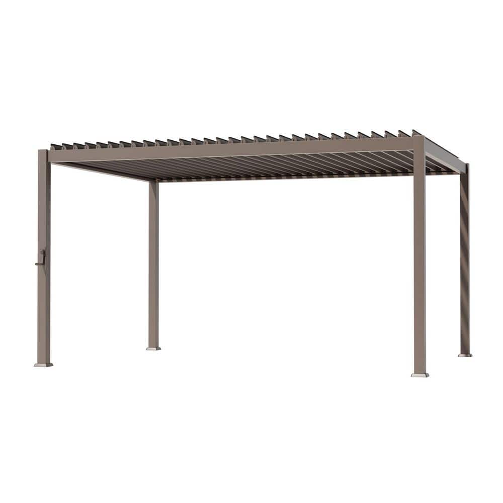 10 ft. x 13 ft. Dark Brown Powder-Coated Louvered Aluminum Steel Pergola with Adjustable Roof price history on PriceWatchPro