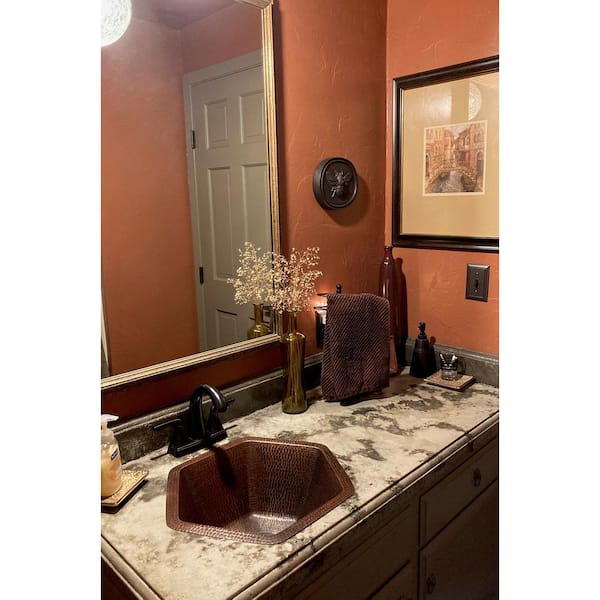 Premier Copper Products Under-Counter Hexagon Hammered Copper Bathroom Sink in Oil Rubbed Bronze