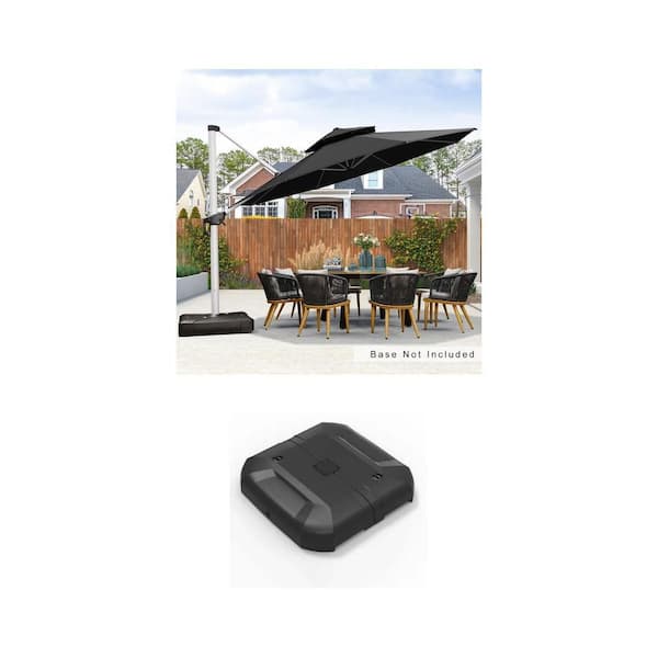 13 ft. Round Double-top Aluminum Cantilever Patio Umbrella and 330 lbs. Weighted Base Combo