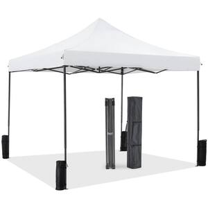 10 ft. x 10 ft. White Pop-Up Canopy, Outdoor Instant Portable Sun Shelter Canopy Tent for Parties Camping Beach