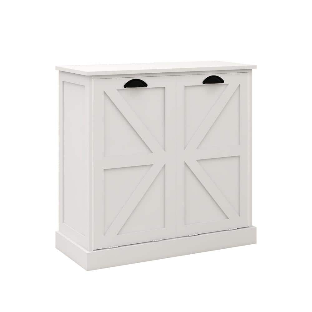 31.5 in. W x 14 in. D x 31 in. H White Linen Cabinet Two-Compartment Tilt-O