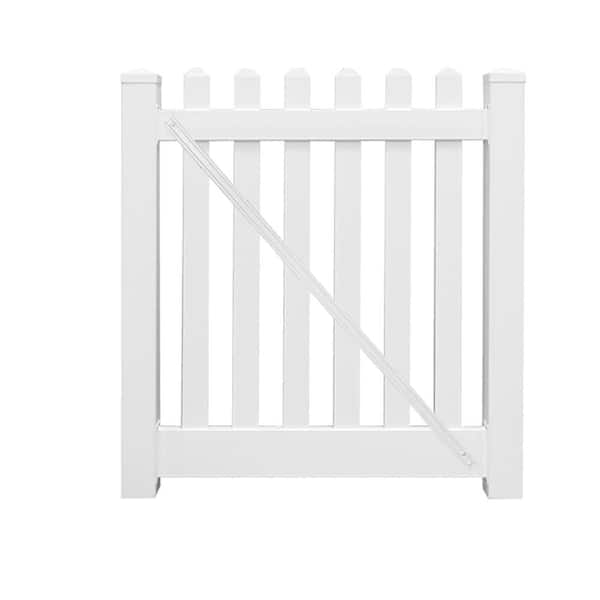 Weatherables Plymouth 4 ft. W x 3 ft. H White Vinyl Picket Fence Gate Kit