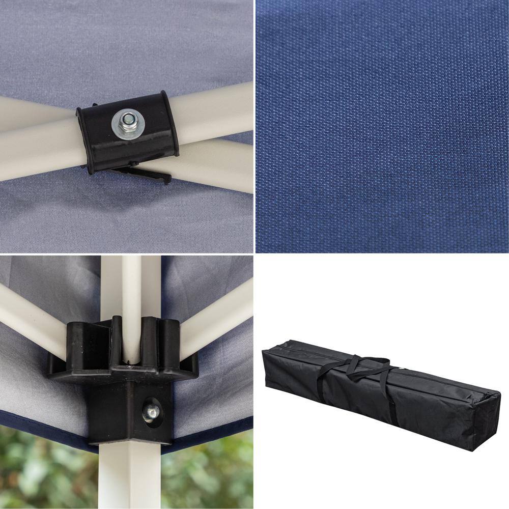 10 Ft Blue Steel Pop-Up Canopy Tent with Waterproof Cover