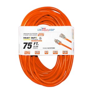 75 ft. 10-Gauge/3 Conductors SJTW Indoor/Outdoor Extension Cord with Lighted End Orange (1-Pack)