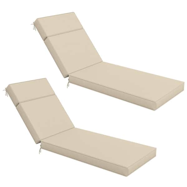 WNP 80 in. x 26 in. x 4 in. (2-Pack) Outdoor Water-Resistant Replacement Chaise Lounge Seat Cushion Cream