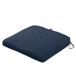 Montlake FadeSafe 21 in. W x 19 in. D x 3 in. Thick Navy Rectangular Outdoor Quilted Dining Seat Cushion