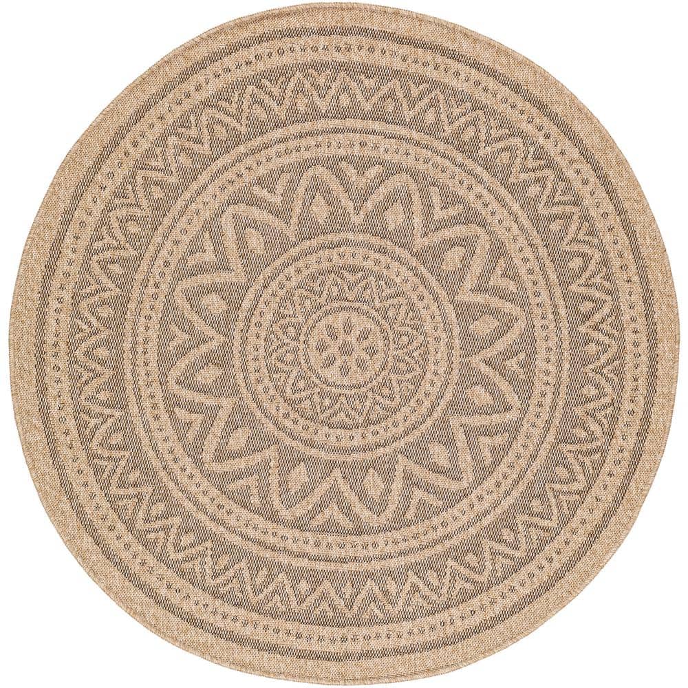 Encore Gray/Tan Cottage 3 ft. Round Indoor/Outdoor Area Rug price history on PriceWatchPro