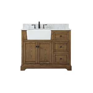 Timeless Home 42 in. W x 22 in. D x 34.75 in. H Bath Vanity in Driftwood with Carrara Marble Top with White Basin