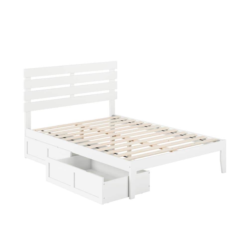 White Full Captain's Bed with Storage Drawers and USB Charger