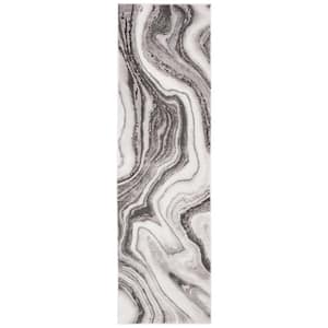 Craft Gray/Silver 2 ft. x 14 ft. Marbled Abstract Runner Rug