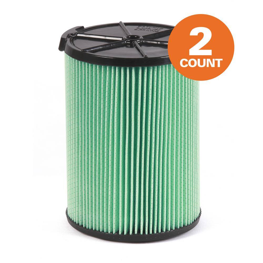 RIDGID HEPA Material Pleated Paper Wet/Dry Vac Cartridge Filter for Most 5 Gallon and Larger Shop Vacuums (2-Pack)