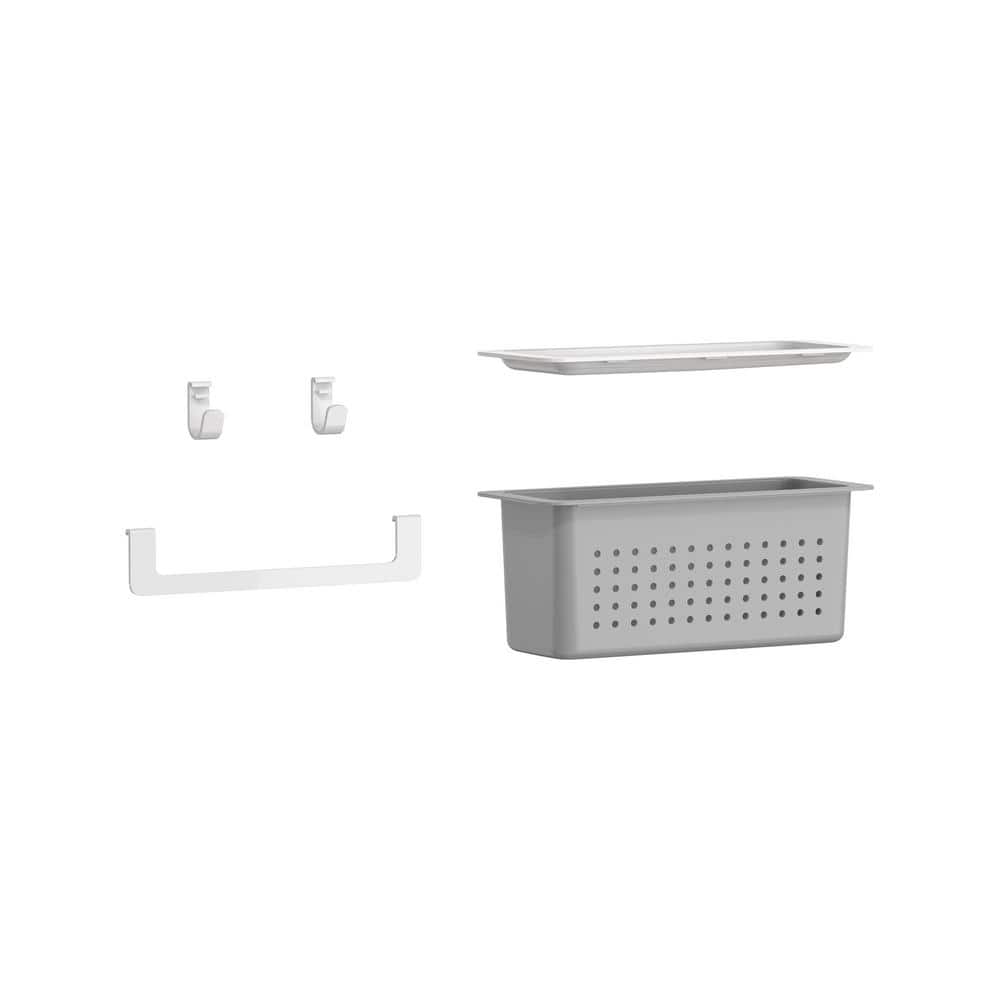 White Wall Mounted Shower Basket with Shelves