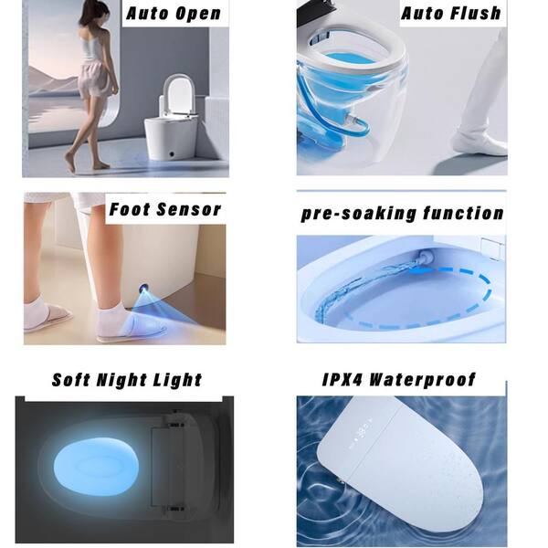 WELLFOR TM-3 Elongated LED Smart Bidet Toilet with Auto Open/Close and Heated Seat