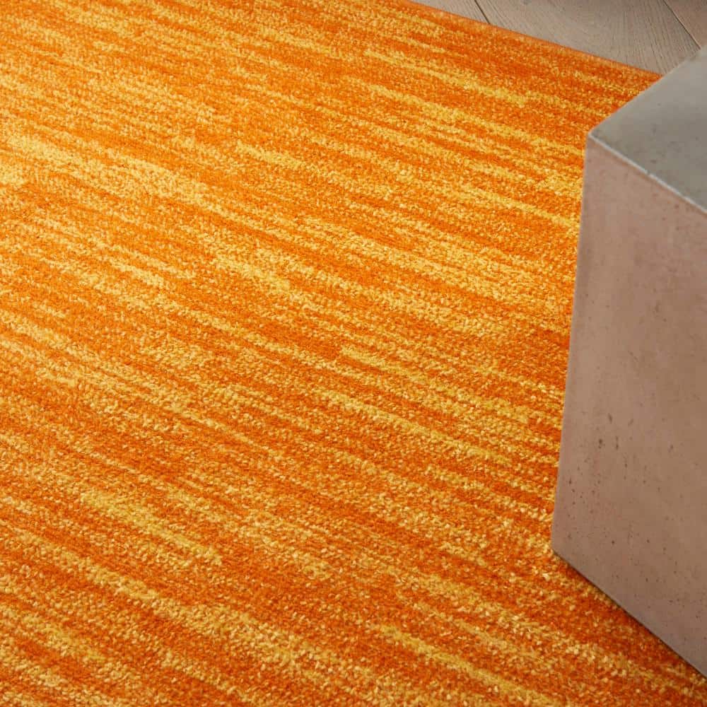 Sunburst Orange 6' x 9' Easy Care Indoor Outdoor Rug