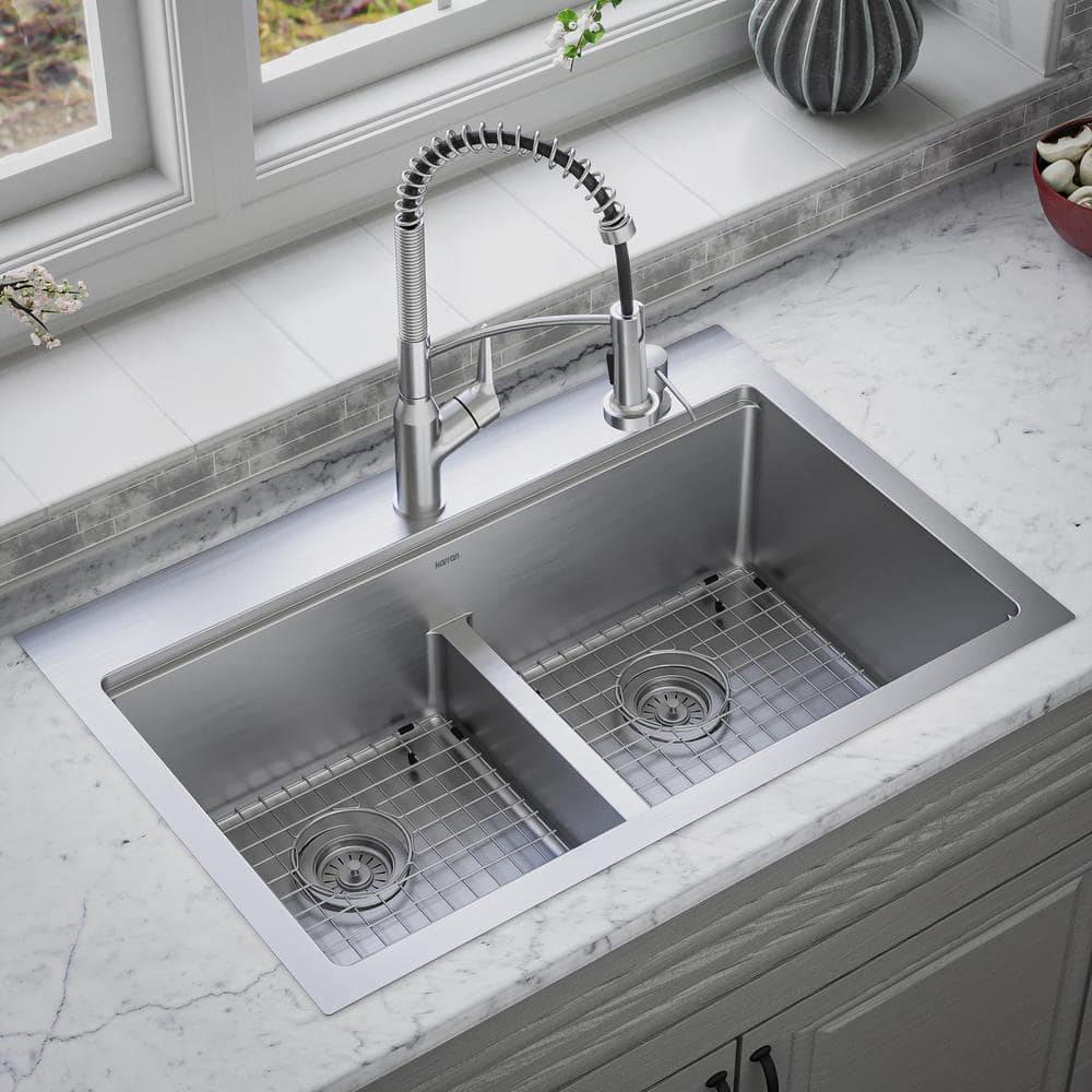 Elite 33'' Double Bowl Stainless Steel Kitchen Sink