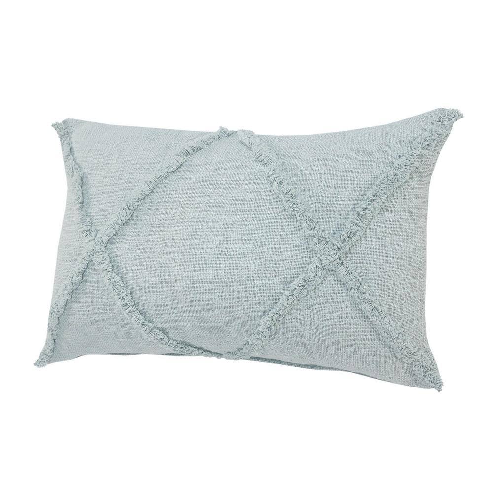 Light Blue Shag Diamond Cotton Throw Pillow with Polyester Insert