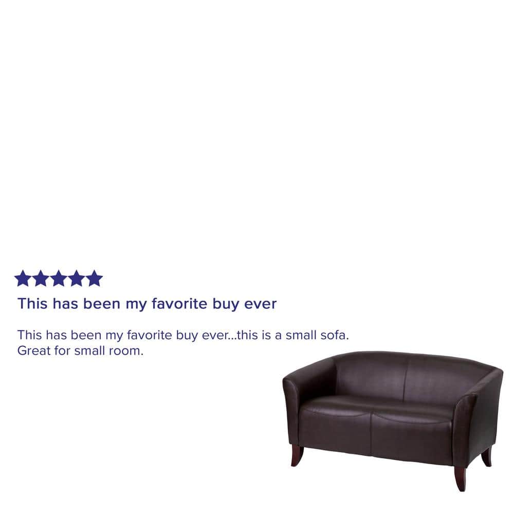 Cherry Brown LeatherSoft Track Arm Loveseat for Reception