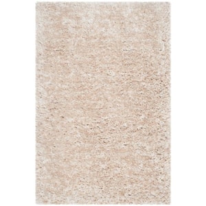 South Beach Shag Champagne Doormat 2 ft. x 3 ft. Solid Area Rug