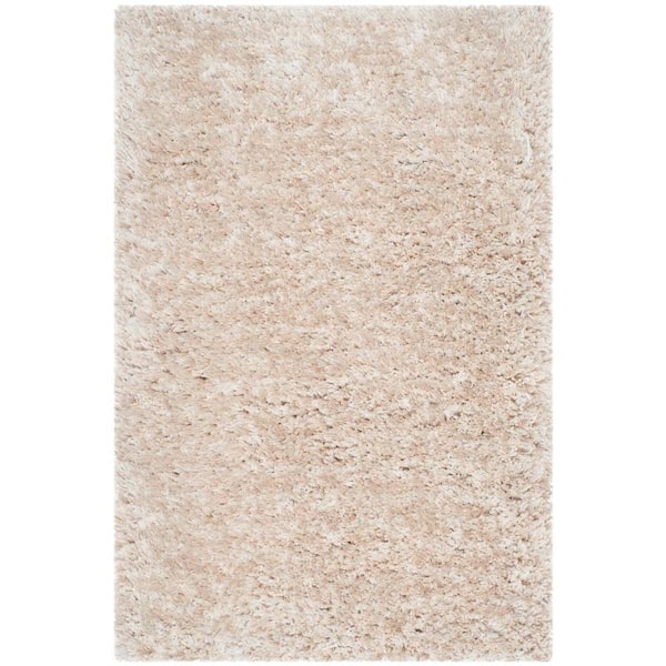 SAFAVIEH South Beach Shag Champagne Doormat 2 ft. x 4 ft. Solid Area Rug