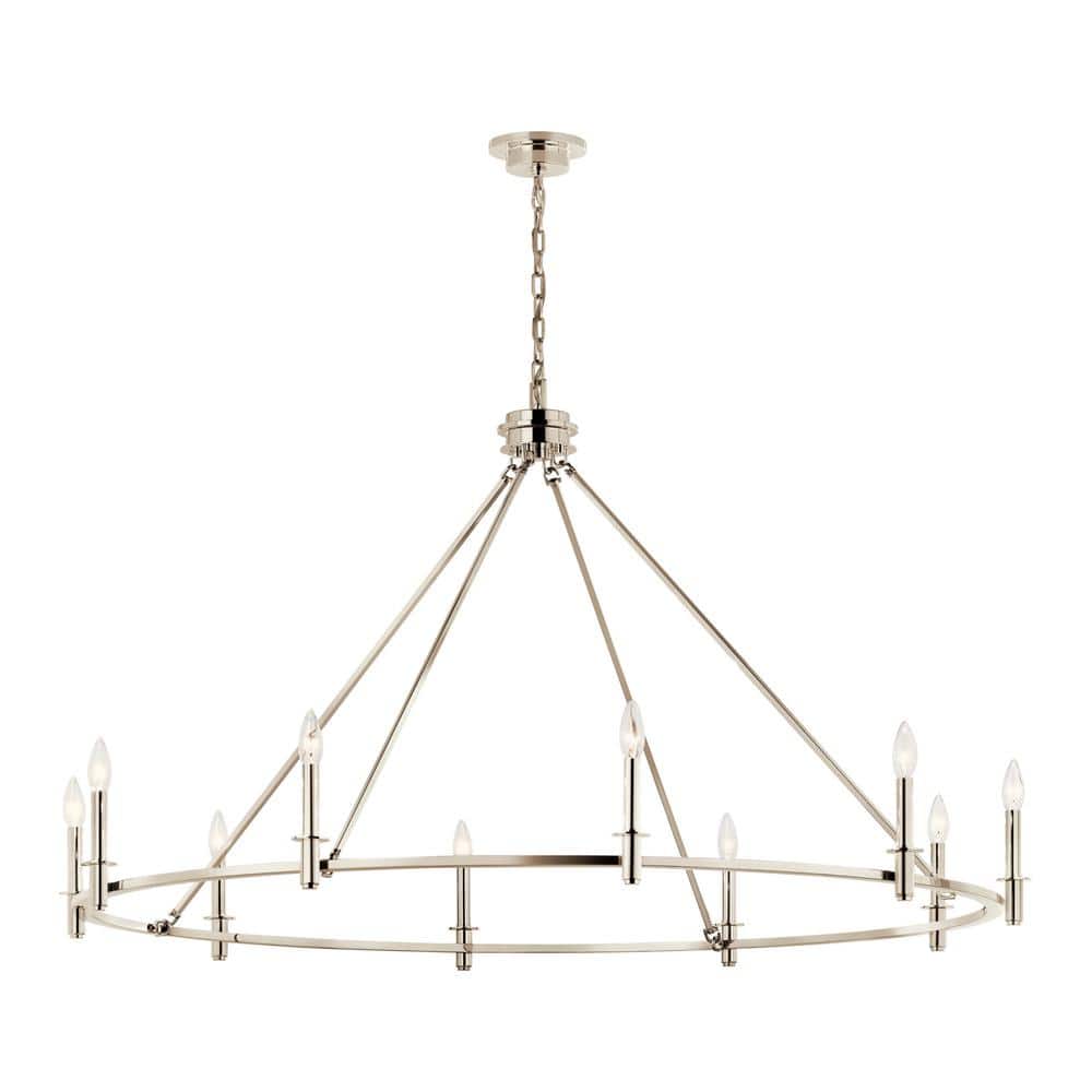 Carrick 54.25 in. 10-Light Polished Nickel Traditional Candle Circle Chandelier for Dining Room price history on PriceWatchPro