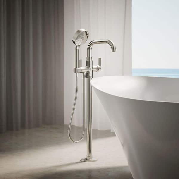 Castia By Studio McGee Single-Handle Freestanding Tub Faucet Bath Filler Trim With Handshower in Vibrant Polished Nickel