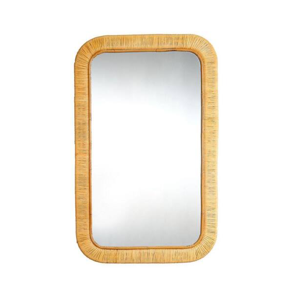 Benjara 2 in. W x 38 in. H Wooden Frame Brown and Silver Wall Mirror ...