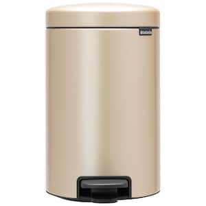 NewIcon 3.2 Gal. Champagne Steel Step-On Trash Can
