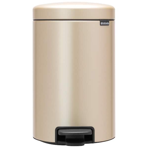 NewIcon 3.2 gal. Champagne Steel Step-On Trash Can