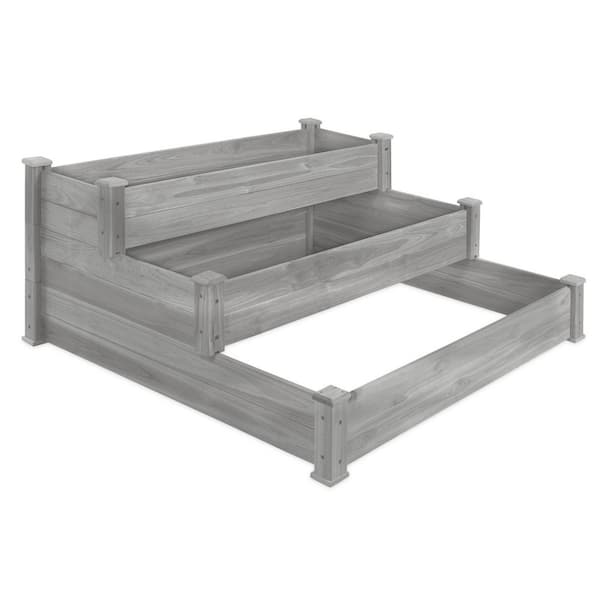 48 in. L x 48 in. W x 21 in. H Stackable Gray Wood Raised Garden Bed