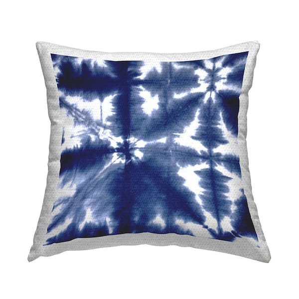 Symmetrical Blue Tie Dye Effect Blue Square Outdoor Throw Pillow