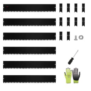 40 in. x 6 in. Black Galvanized Steel Garden Landscape Edging Lawn Border with Gloves and 10 Stakes (6-Pieces)