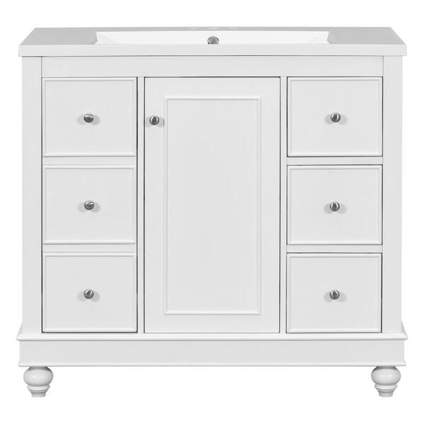 Unbranded 35.28 in. W x 18.20 in. D x 32.87 in. H Bath Vanity Cabinet without Top in White