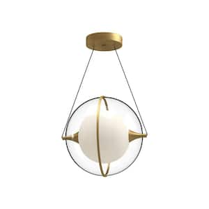 Aries 12 in. 1 Light 15-Watt Brushed Gold Integrated LED Pendant Light