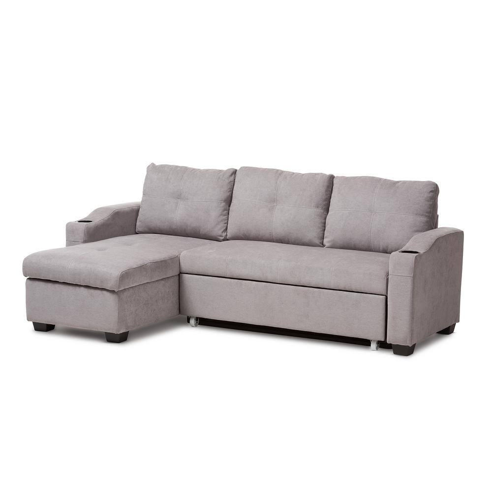 Baxton Studio Lianna 2 Piece Light Gray Fabric 4 Seater L Shaped