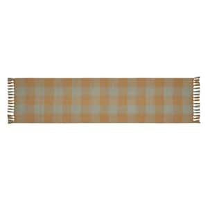 Spring In Bloom 12 in. W. x 48 in. L Multi Green Gold Checkered PET Table Runner