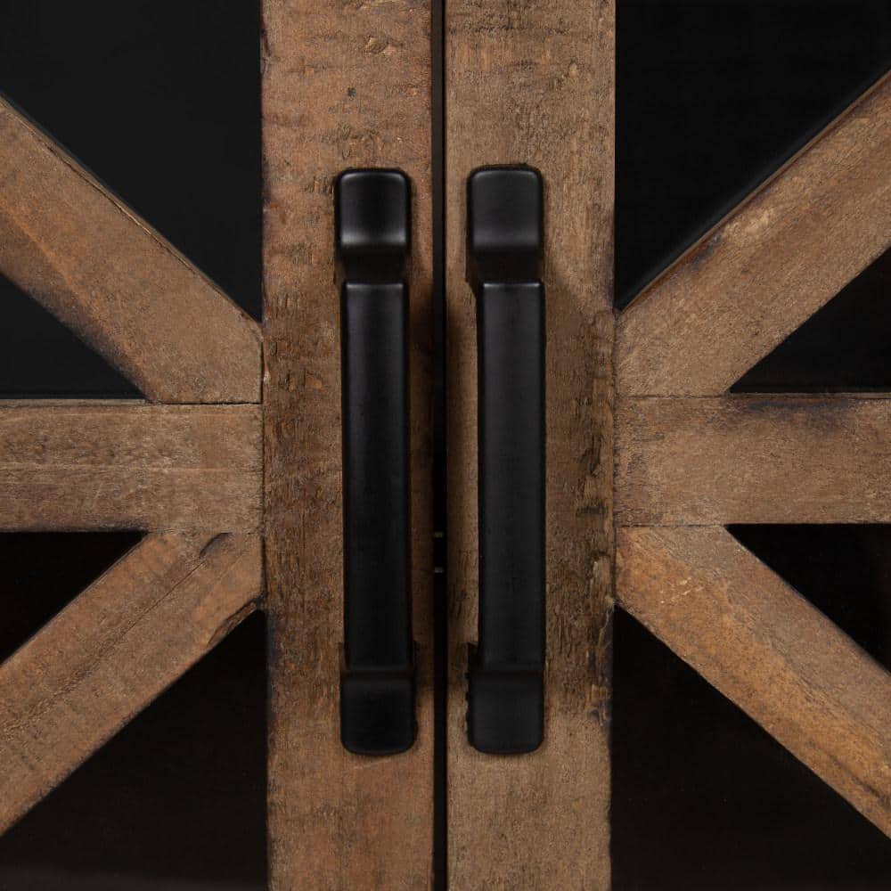 Rustic Black and Wood Wall Mounted Double Door Cabinet