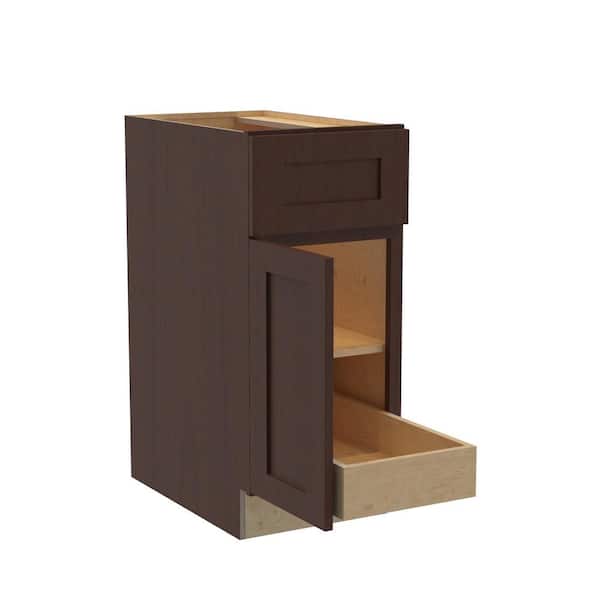 Home Decorators Collection Newport 15 in. W x 24 in. D x 34.5 in. H Assembled Plywood Base Kitchen Cabinet in Manganite with 1ROT Soft Close LH