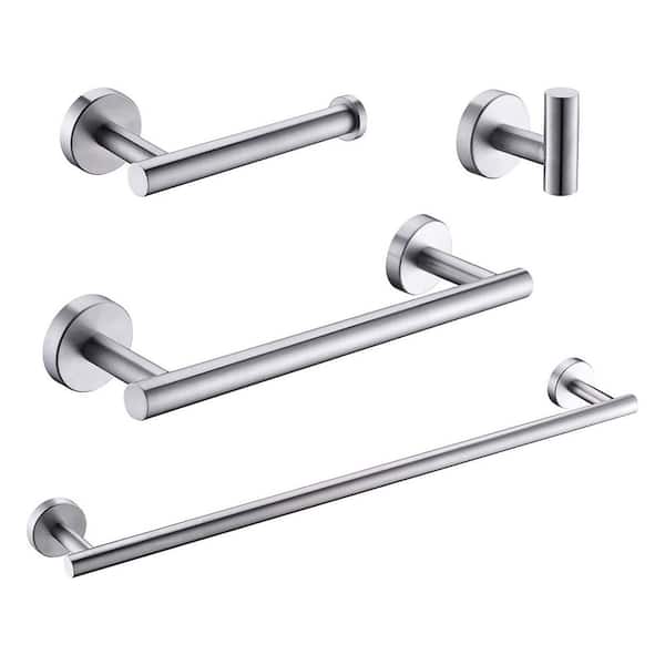 4-Pieces Brushed Nickle Bathroom Accessories Set, Bathroom Hardware Set, Bath Towel Bar Set, Towel Racks
