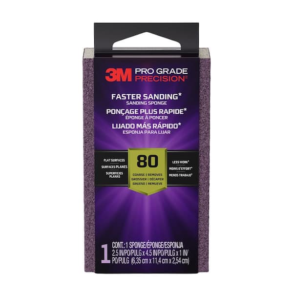 Pro Grade Precision 2 1/2 in. x 4 1/2 in. x 1 in. 80 Grit Coarse Block Sanding Sponge (1-Pack)