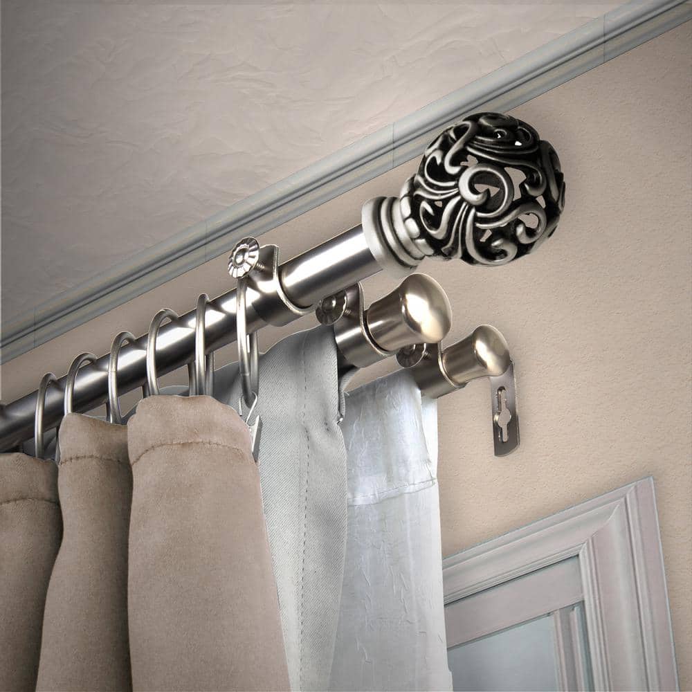 "13/16"" Dia Adjustable 120"" to 170"" Triple Curtain Rod in Satin Nickel with Cruz Finials" price history on PriceWatchPro