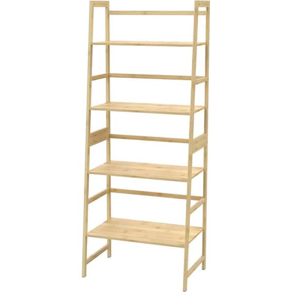 Unbranded 20.47 in. Wide Natural 4-Shelf Ladder Bookcase