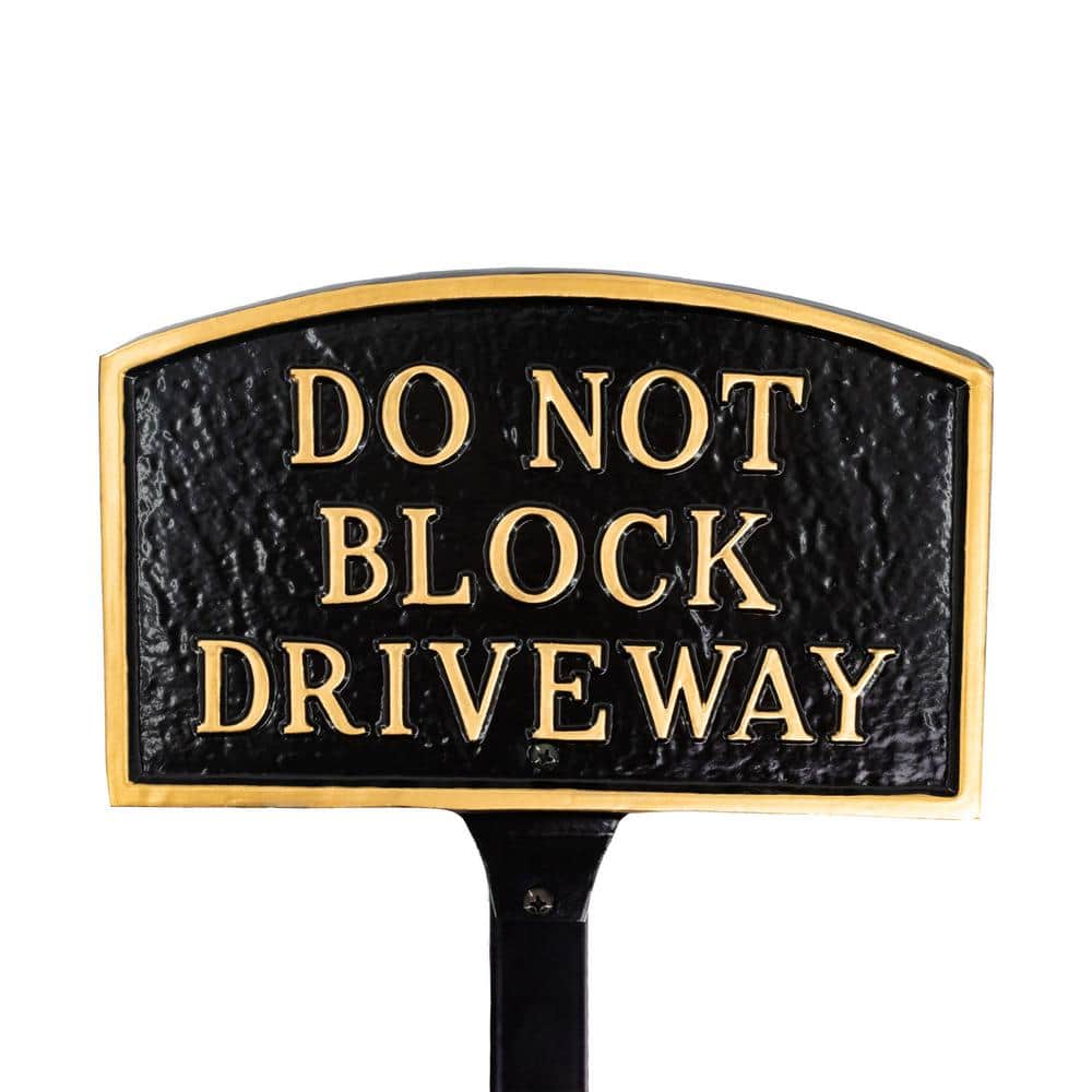 13 in. x 21 in. Large Arch Do Not Block Driveway Statement Plaque Sign with Lawn Stakes-Black/Gold product image for price tracking