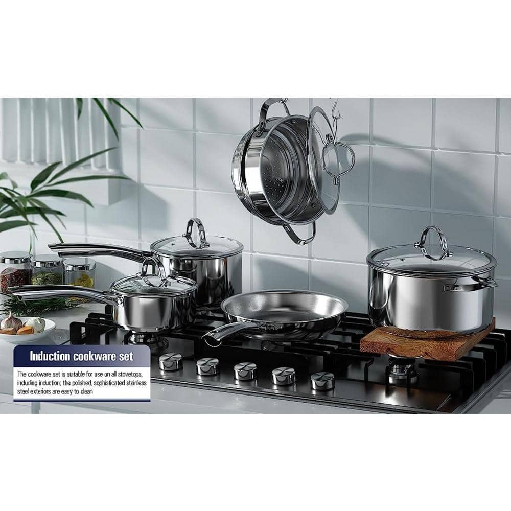 6-Quart Stainless Steel Stockpot with Glass Lid