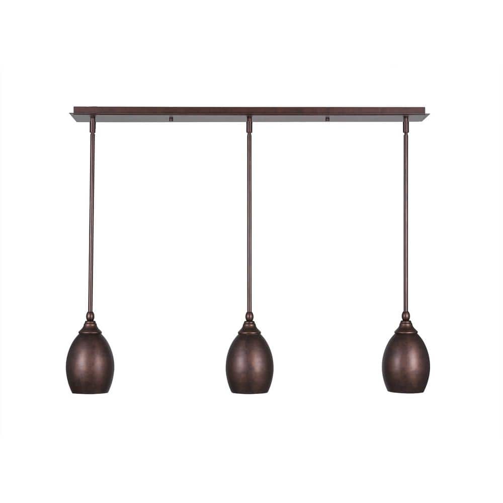 Livingston 100Watt 3 Light Bronze Linear Pendant Light with 5 in