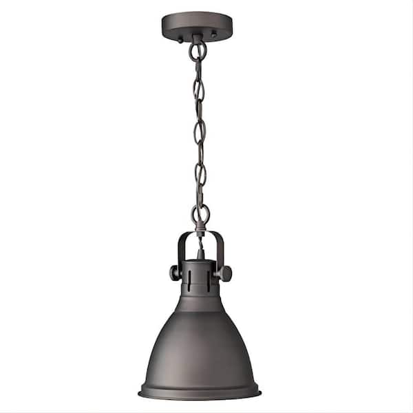 JAZAVA 12.7 In.1-Light Oil Rubbed Bronze Pendant Light with Vintage Metal Shade